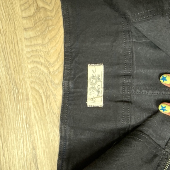 NWT Zip Up Free People Black Denim Mini Skirt Size 29 - Picture 4 of 6